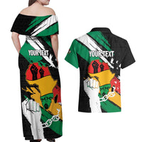 Personalised Nigeria Juneteenth Couples Matching Off Shoulder Maxi Dress and Hawaiian Shirt Africa Map - Happy Freedom Day