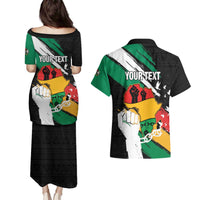 Personalised Nigeria Juneteenth Couples Matching Puletasi and Hawaiian Shirt Africa Map - Happy Freedom Day