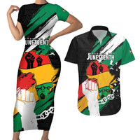 Personalised Nigeria Juneteenth Couples Matching Short Sleeve Bodycon Dress and Hawaiian Shirt Africa Map - Happy Freedom Day