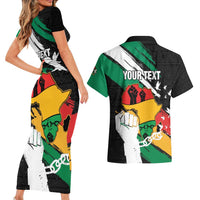 Personalised Nigeria Juneteenth Couples Matching Short Sleeve Bodycon Dress and Hawaiian Shirt Africa Map - Happy Freedom Day