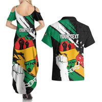 Personalised Nigeria Juneteenth Couples Matching Summer Maxi Dress and Hawaiian Shirt Africa Map - Happy Freedom Day