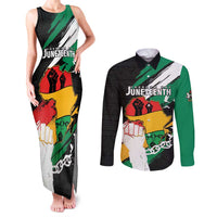 Personalised Nigeria Juneteenth Couples Matching Tank Maxi Dress and Long Sleeve Button Shirt Africa Map - Happy Freedom Day