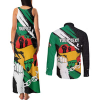 Personalised Nigeria Juneteenth Couples Matching Tank Maxi Dress and Long Sleeve Button Shirt Africa Map - Happy Freedom Day