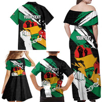 Personalised Nigeria Juneteenth Family Matching Off Shoulder Maxi Dress and Hawaiian Shirt Africa Map - Happy Freedom Day