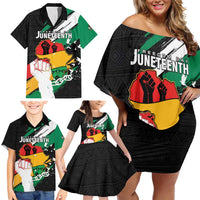 Personalised Nigeria Juneteenth Family Matching Off Shoulder Short Dress and Hawaiian Shirt Africa Map - Happy Freedom Day
