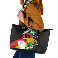 Nigeria Juneteenth Leather Tote Bag Africa Map - Happy Freedom Day