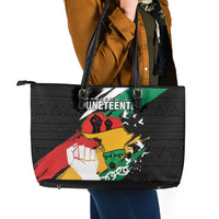 Nigeria Juneteenth Leather Tote Bag Africa Map - Happy Freedom Day