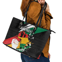 Nigeria Juneteenth Leather Tote Bag Africa Map - Happy Freedom Day