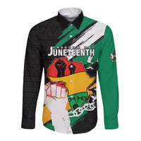Personalised Nigeria Juneteenth Long Sleeve Button Shirt Africa Map - Happy Freedom Day