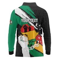 Personalised Nigeria Juneteenth Long Sleeve Polo Shirt Africa Map - Happy Freedom Day