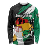Personalised Nigeria Juneteenth Long Sleeve Shirt Africa Map - Happy Freedom Day
