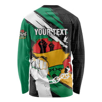 Personalised Nigeria Juneteenth Long Sleeve Shirt Africa Map - Happy Freedom Day