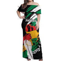 Personalised Nigeria Juneteenth Off Shoulder Maxi Dress Africa Map - Happy Freedom Day