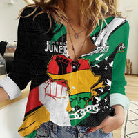 Personalised Nigeria Juneteenth Women Casual Shirt Africa Map - Happy Freedom Day