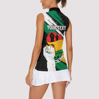 Personalised Nigeria Juneteenth Women Sleeveless Polo Shirt Africa Map - Happy Freedom Day