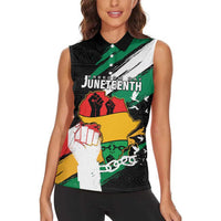 Personalised Nigeria Juneteenth Women Sleeveless Polo Shirt Africa Map - Happy Freedom Day
