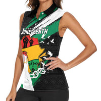 Personalised Nigeria Juneteenth Women Sleeveless Polo Shirt Africa Map - Happy Freedom Day