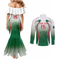Algeria Rugby Custom Couples Matching Mermaid Dress and Long Sleeve Button Shirt Go Lion Cubs