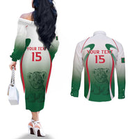 Algeria Rugby Custom Couples Matching Off The Shoulder Long Sleeve Dress and Long Sleeve Button Shirt Go Lion Cubs