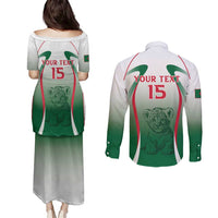 Algeria Rugby Custom Couples Matching Puletasi and Long Sleeve Button Shirt Go Lion Cubs