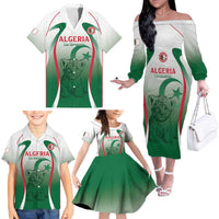 Algeria Rugby Custom Family Matching Off The Shoulder Long Sleeve Dress and Hawaiian Shirt Go Lion Cubs