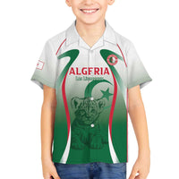 Algeria Rugby Custom Family Matching Off The Shoulder Long Sleeve Dress and Hawaiian Shirt Go Lion Cubs
