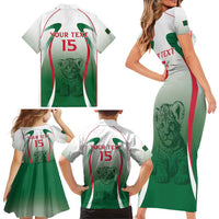 Algeria Rugby Custom Family Matching Short Sleeve Bodycon Dress and Hawaiian Shirt Go Lion Cubs