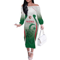 Algeria Rugby Custom Off The Shoulder Long Sleeve Dress Go Lion Cubs