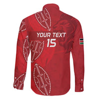 Kenya Rugby Custom Family Matching Off The Shoulder Long Sleeve Dress and Hawaiian Shirt Go Champions Simbas - Red Color