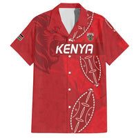 Kenya Rugby Custom Family Matching Off Shoulder Short Dress and Hawaiian Shirt Go Champions Simbas - Red Color