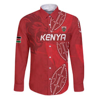 Kenya Rugby Custom Family Matching Off Shoulder Short Dress and Hawaiian Shirt Go Champions Simbas - Red Color