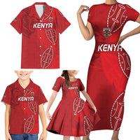 Kenya Rugby Custom Family Matching Short Sleeve Bodycon Dress and Hawaiian Shirt Go Champions Simbas - Red Color