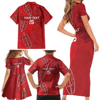 Kenya Rugby Custom Family Matching Short Sleeve Bodycon Dress and Hawaiian Shirt Go Champions Simbas - Red Color