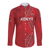Kenya Rugby Custom Long Sleeve Button Shirt Go Champions Simbas - Red Color