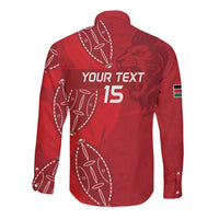 Kenya Rugby Custom Long Sleeve Button Shirt Go Champions Simbas - Red Color
