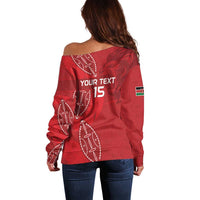 Kenya Rugby Custom Off Shoulder Sweater Go Champions Simbas - Red Color