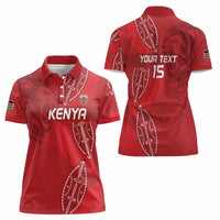 Kenya Rugby Custom Women Polo Shirt Go Champions Simbas - Red Color