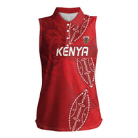 Kenya Rugby Custom Women Sleeveless Polo Shirt Go Champions Simbas - Red Color