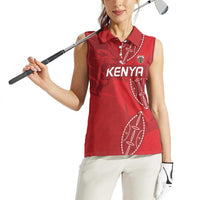 Kenya Rugby Custom Women Sleeveless Polo Shirt Go Champions Simbas - Red Color