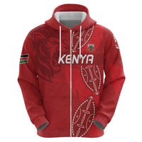 Kenya Rugby Custom Zip Hoodie Go Champions Simbas - Red Color