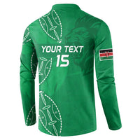 Kenya Rugby Custom Button Sweatshirt Go Champions Simbas - Green Color