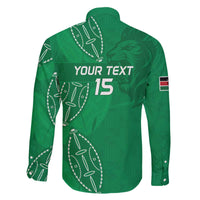Kenya Rugby Custom Family Matching Off The Shoulder Long Sleeve Dress and Hawaiian Shirt Go Champions Simbas - Green Color