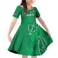Kenya Rugby Custom Family Matching Off Shoulder Short Dress and Hawaiian Shirt Go Champions Simbas - Green Color