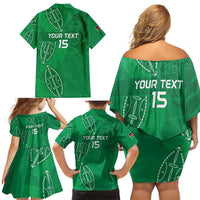 Kenya Rugby Custom Family Matching Off Shoulder Short Dress and Hawaiian Shirt Go Champions Simbas - Green Color