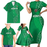 Kenya Rugby Custom Family Matching Short Sleeve Bodycon Dress and Hawaiian Shirt Go Champions Simbas - Green Color