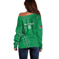 Kenya Rugby Custom Off Shoulder Sweater Go Champions Simbas - Green Color