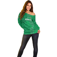 Kenya Rugby Custom Off Shoulder Sweater Go Champions Simbas - Green Color