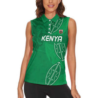 Kenya Rugby Custom Women Sleeveless Polo Shirt Go Champions Simbas - Green Color