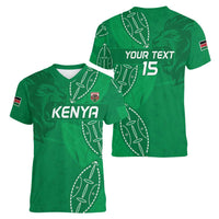 Kenya Rugby Custom Women V-Neck T-Shirt Go Champions Simbas - Green Color