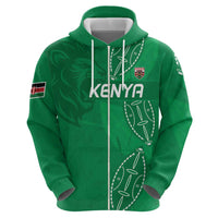Kenya Rugby Custom Zip Hoodie Go Champions Simbas - Green Color